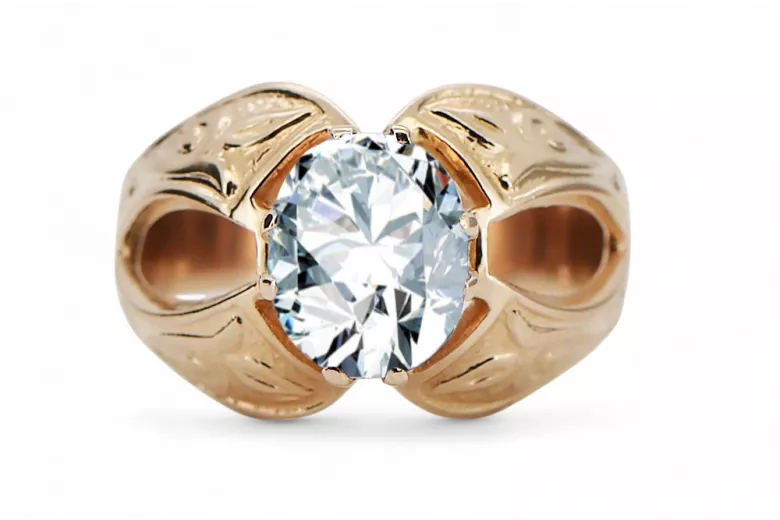 Vintage style Ring Zircon Original Vintage 14K Rose Gold vrc135r